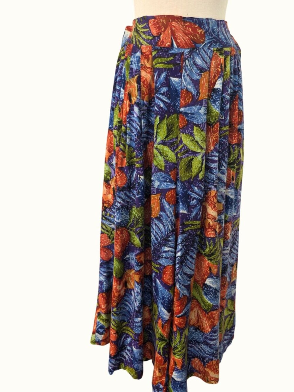 Vintage Studio BSC Rayon Blue Floral Culottes Wide Leg Pants Womens M 80s 90s